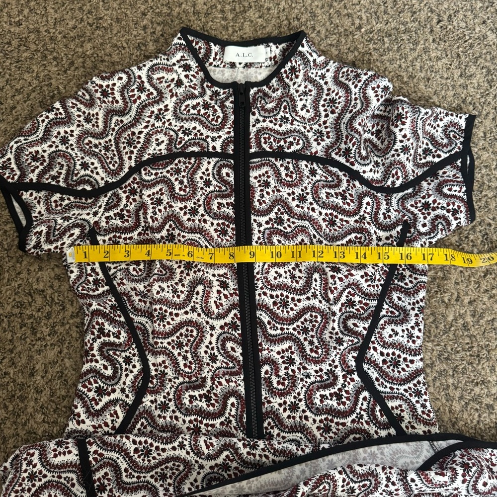 A.L.C. Silk Floral Calico Paisley Mini Short Quarter Zip Dress - Picture 8 of 9
